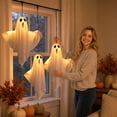 thumbnail image 5 of Halloween Ghost String Lights 3-Pack, LED Hanging Ghost Light Set for Indoor Outdoor Holiday Party Porch Window Yard Decor, 5 of 8