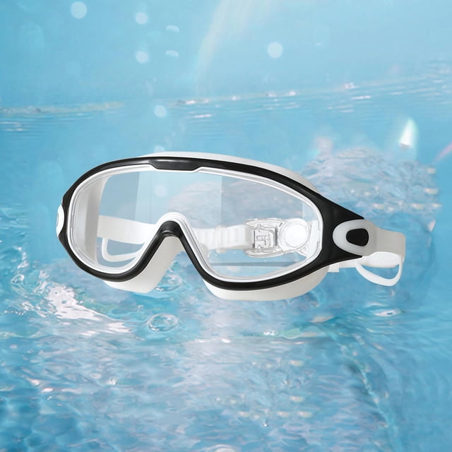 Gafas de natación DYNWAVEMX para adultos antivaho montura grande portátiles profesionales Blanco negro