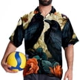 thumbnail image 4 of Crow Men's Short Sleeve Poplin Button Down Shirts - Casual Printed Summer Beach Tops for Men, 4 of 6