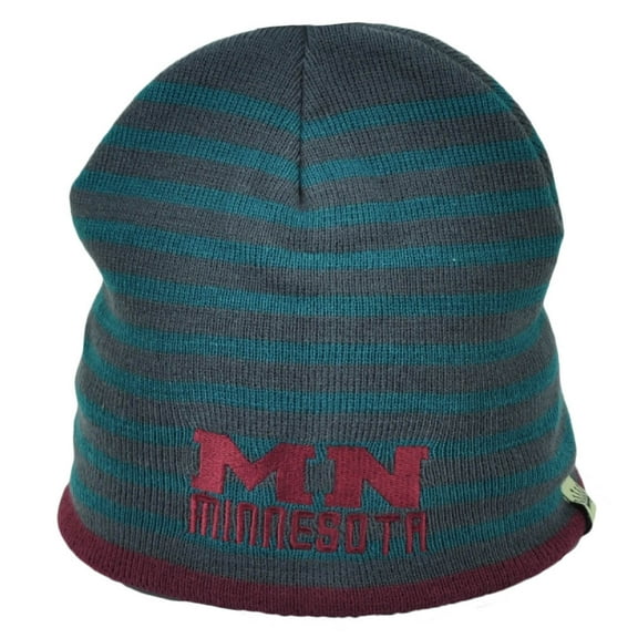 Minnesota State USA America Striped Gray Green Burgundy Knit Beanie Cuffless Hat