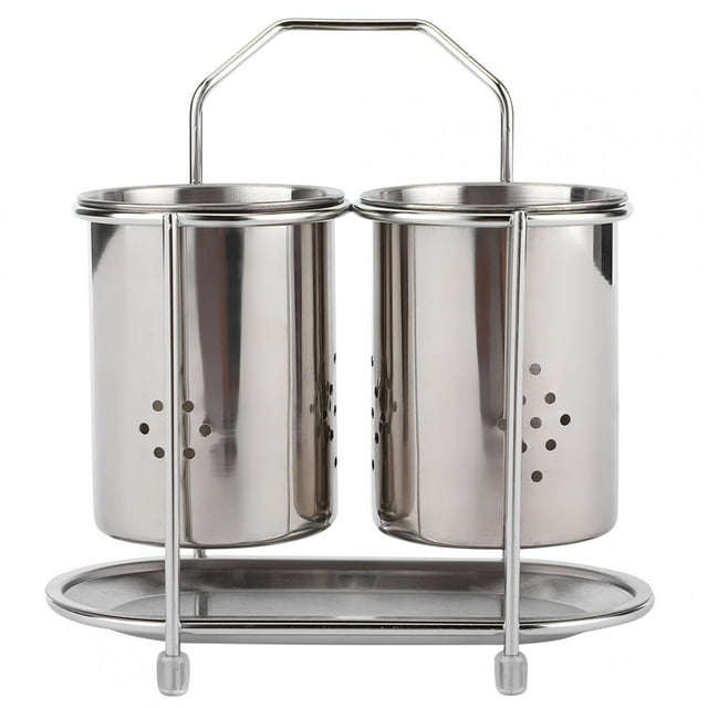 Gonnely Chopstick Holders-Wall?Mounted 304 Stainless Steel Chopsticks Spoon Storage Drain Rack Basket Kitchen Utensils