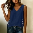 thumbnail image 4 of Womens Cotton Linen Tank Tops V Neck Casual Cami Sleeveless Blouses Basic Shirt Gauze Linen Shirts Blue M, 4 of 7