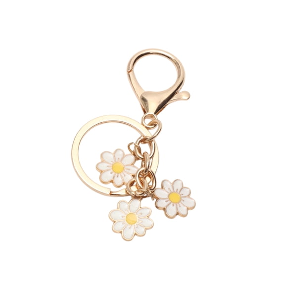 Vocoste Fashionable Flower Handbag Charm Decorative Keychain White Gold Tone
