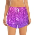 thumbnail image 2 of Xecao's Purple Glitter for a double-layer running short for women, perfect for gym, tennis, and more, featuring a convenient pocket., 2 of 9