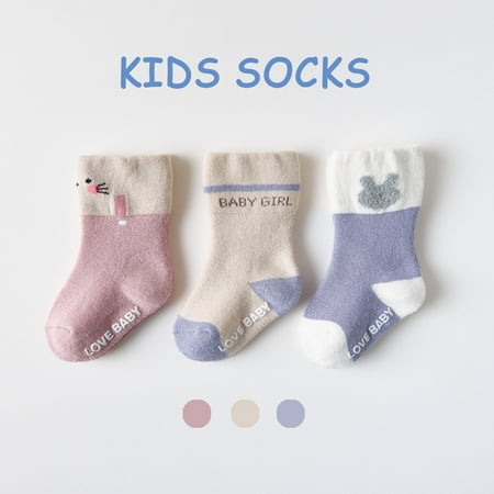 

ERTUTUYI Kids Cotton Hiking Socks For Toddlers Boys Girls Winter Thick Warm Heavy Thermal Cozy Crew Boot Cute Plush 3 Pairs I