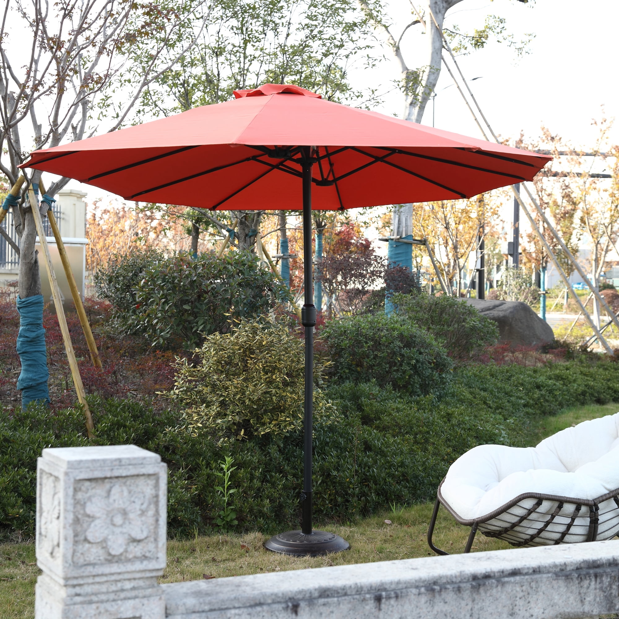 Leumius Large Patio Umbrella,Outdoor Double-Sided Rectangle Big Market Umbrella with Crank Stand,Outside Umbrellas for Poolside Lawn Backyard,Orange(No Base)