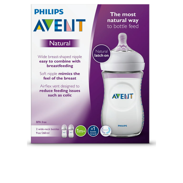 Philips Avent Natural Baby Bottle Clear 9 oz 2 Ct 
