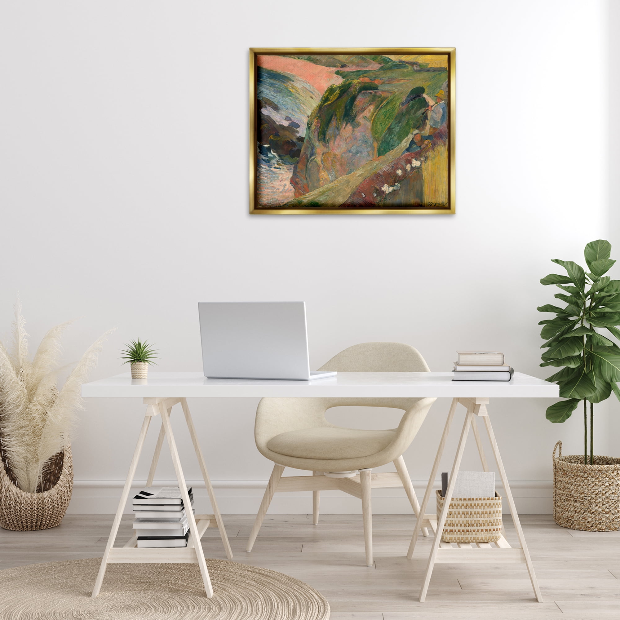 Stupell Industries Classic Gauguin Above The Sea Abstract Painting Gold Floater Framed Canvas Art Print Wall Art, 31 x 25