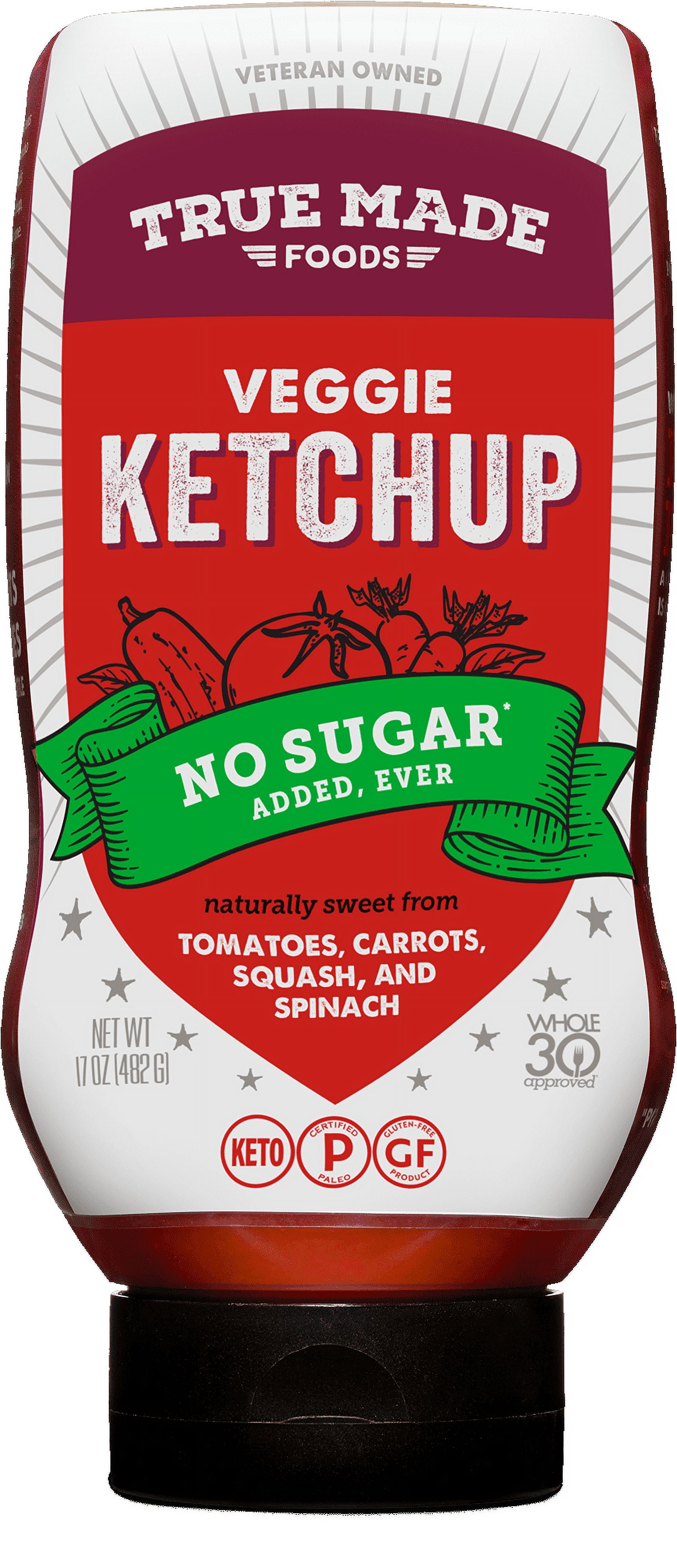 (4 pack) True Made Foods No Sugar Added Veggie Ketchup, 17 oz