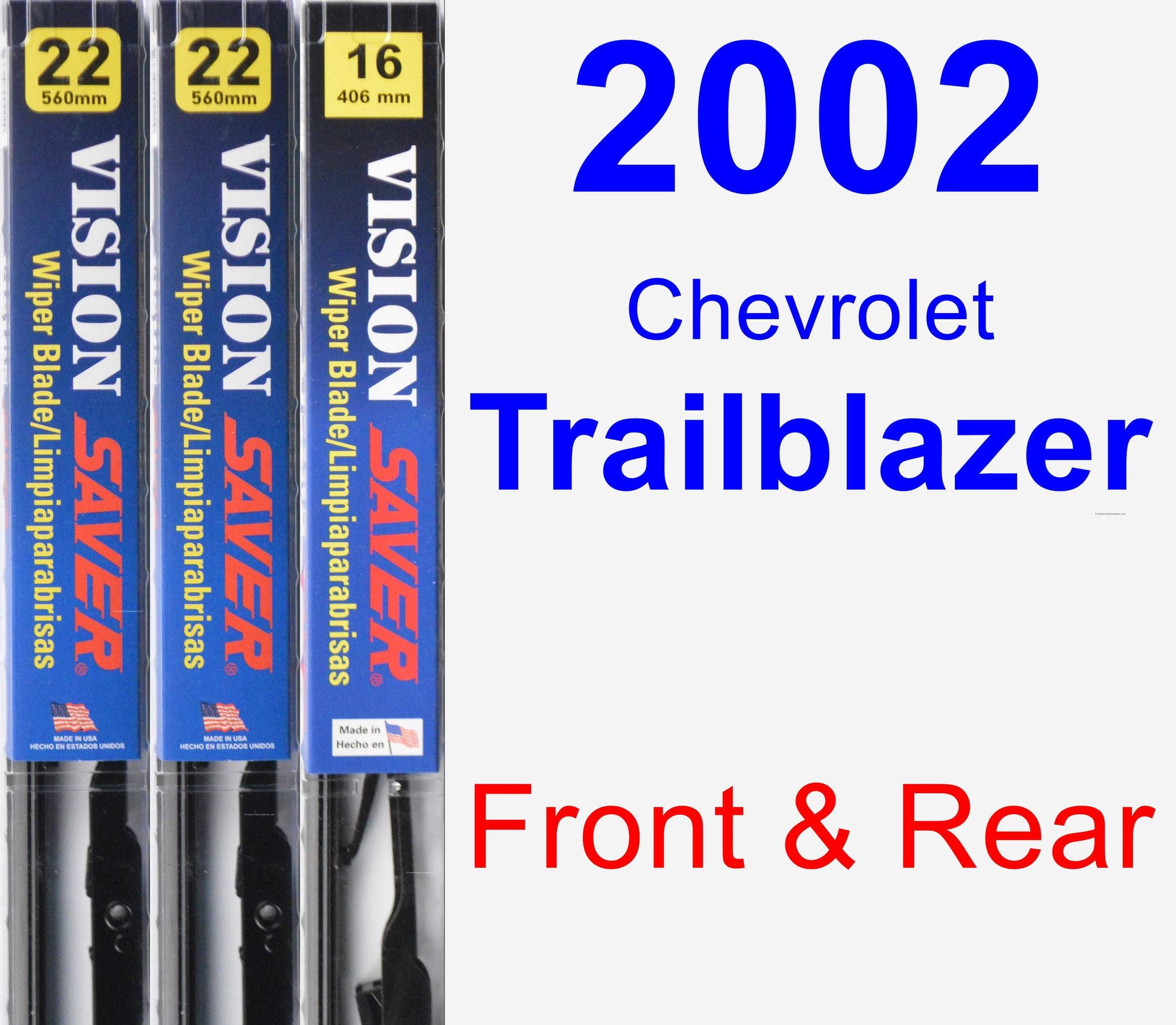 2002 Chevrolet Trailblazer Wiper Blade Set/Kit (Front & Rear) (3 Blades