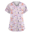thumbnail image 2 of Women's V-Neck Short Sleeve Easter Bunny Print Scrub Tops - Medical Workwear for Easter & Daily Shift, 2 of 5