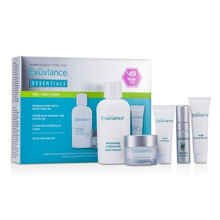- Exuviance Essentials Kit (Oily/ Acne Prone): Facial Cleanser + Eye Complex + Matte Perfection + HydraGel + Perfect 10 Serum 5pcs