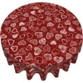 thumbnail image 2 of Happy Valentines Day Tablecloth Round Table Cloths Mothers Day Red Heart Table Cloth Cover Mat Washable Polyester 60 Inch Dining Decorative for Holiday Home Party Wedding Picnic, 2 of 6