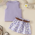 thumbnail image 3 of Hiiyo Girls Outfits Solid Color Summer Sleeveless Top Pleated Skirt with Belt 2Pcs Set, 3 of 3