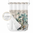 thumbnail image 2 of Summer Palm Trees No Hook Shower Curtain Waterproof, Bathroom Curtains with Snap in Liners and See Through Top Window, Vintage Botanical Tropical Leaves Hotel Style Bathtub Curtains Shower 60"Wx72"L, 2 of 8