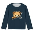 thumbnail image 5 of Kilaqueen Boys Girls Long Sleeve Shirt Crew Neck Solid Color Cute Bear-Print Pullover Tops Casual Trendy Ultra Soft Base Layer Undershirt, 5 of 5
