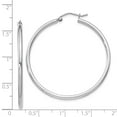 thumbnail image 2 of Sterling Silver 2mm Round Hoop Earrings - 3.0 Grams - Measures 42x39mm Wide 2mm Thick, 2 of 2