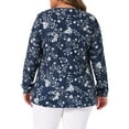 thumbnail image 4 of DARING DIVA  Women's Plus Floral Square Neck Blouse 2X Navy Blue, 4 of 6