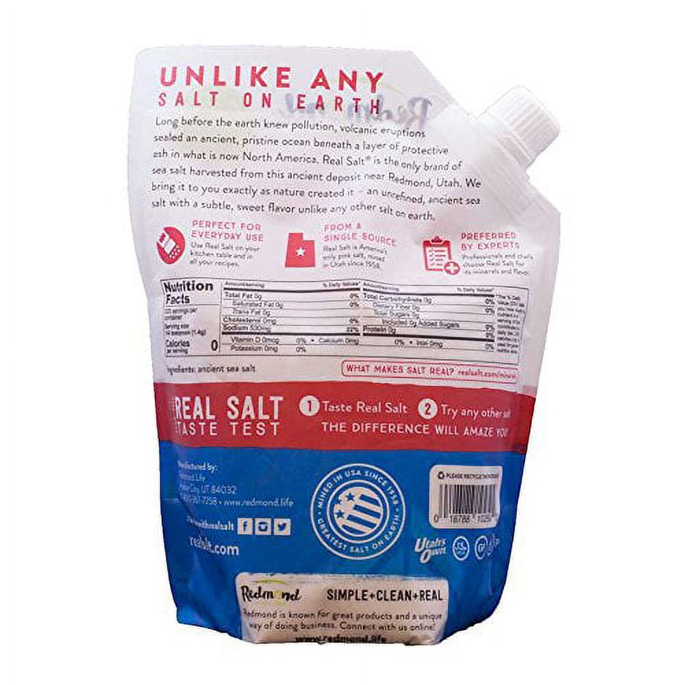 Redmond Real Salt, Ancient Fine Sea Salt, Unrefined Mineral Salt, 26 Ounce Pouch (2 Pack)