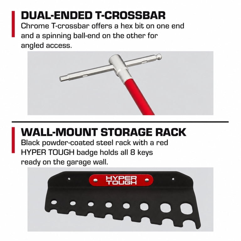Hyper Tough Heavy-Duty T-Handle Hex Key Set, 8 Pieces - Walmart.com