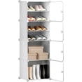 thumbnail image 1 of Zapatero con Tapa, Caja de Zapatos de 8 Niveles, Almacena 16 Pares, Plástico, Armario, Pasillo y Más (Blanco), 1 of 4