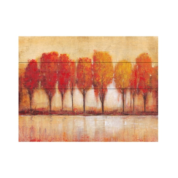 Tim O'Toole 'Autumn Waters Edge' Wood Slat Art 12x16