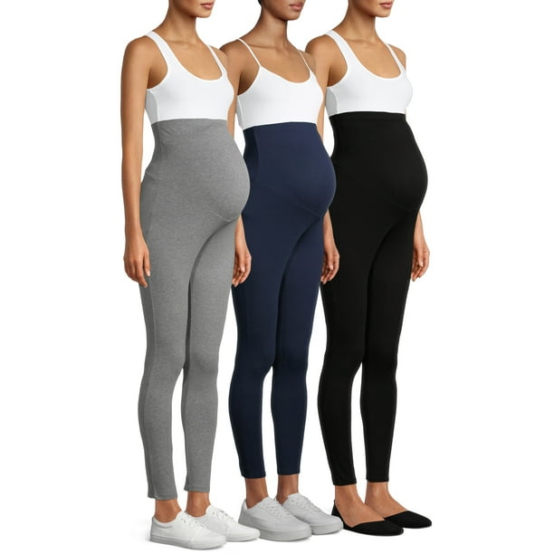 Time and Tru - Maternity Time and Tru Legging with Full Panel, 3 Pack ...