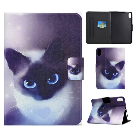 Cute Case for iPad 10th Gen 10.9" 2022, Magnetic Smart Card Slot Cover with Pencil Holder, Multi-Angle Viewing Stand, Pocket Design, Folio Leather Case for iPad 10th Gen 10.9" 2022, Cat