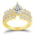 thumbnail image 5 of Solid 14k Yellow Gold Marquise Cut Wide Three Row Solitaire Engagement Ring CZ Cubic Zirconia (2.50cttw., 1.50ct. Center) , Size 7, 5 of 7