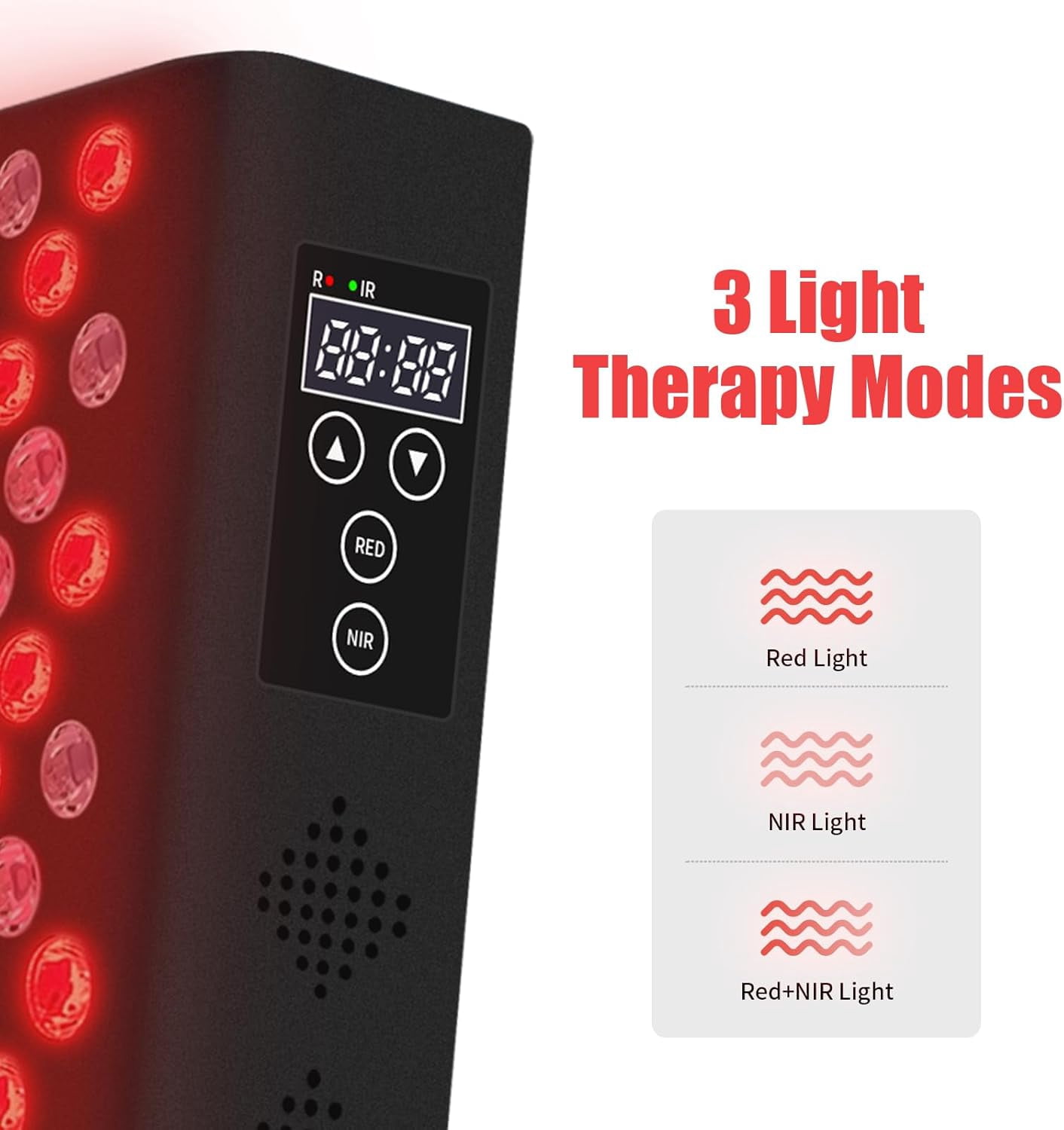 Compact Red Light Panel for Face and Body, 3-Mode Infrared Light Device with Stand for Targeted At-Home Wellness