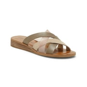 Lucky Brand Women's Hallisa Multi Band Slide Flat Sandal FOSSILIZED COMBO (10, FOSSILIZED COMBO)