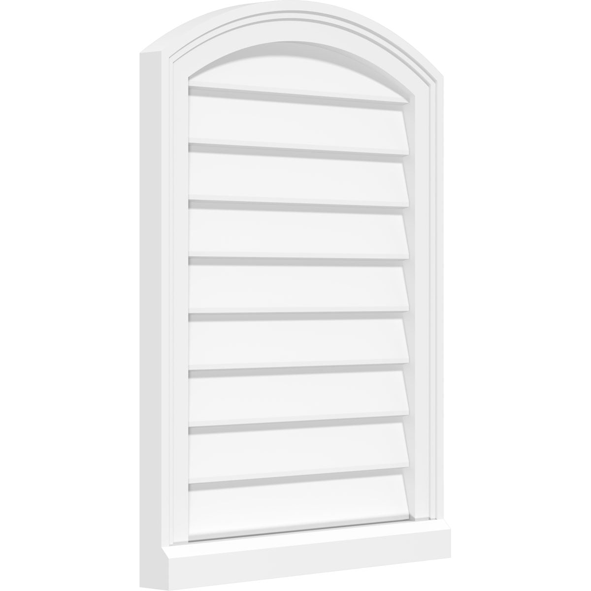 14"W x 14"H Arch Top Surface Mount PVC Gable Vent: Non-Functional, w/ 2"W x 2"P Brickmould Sill Frame