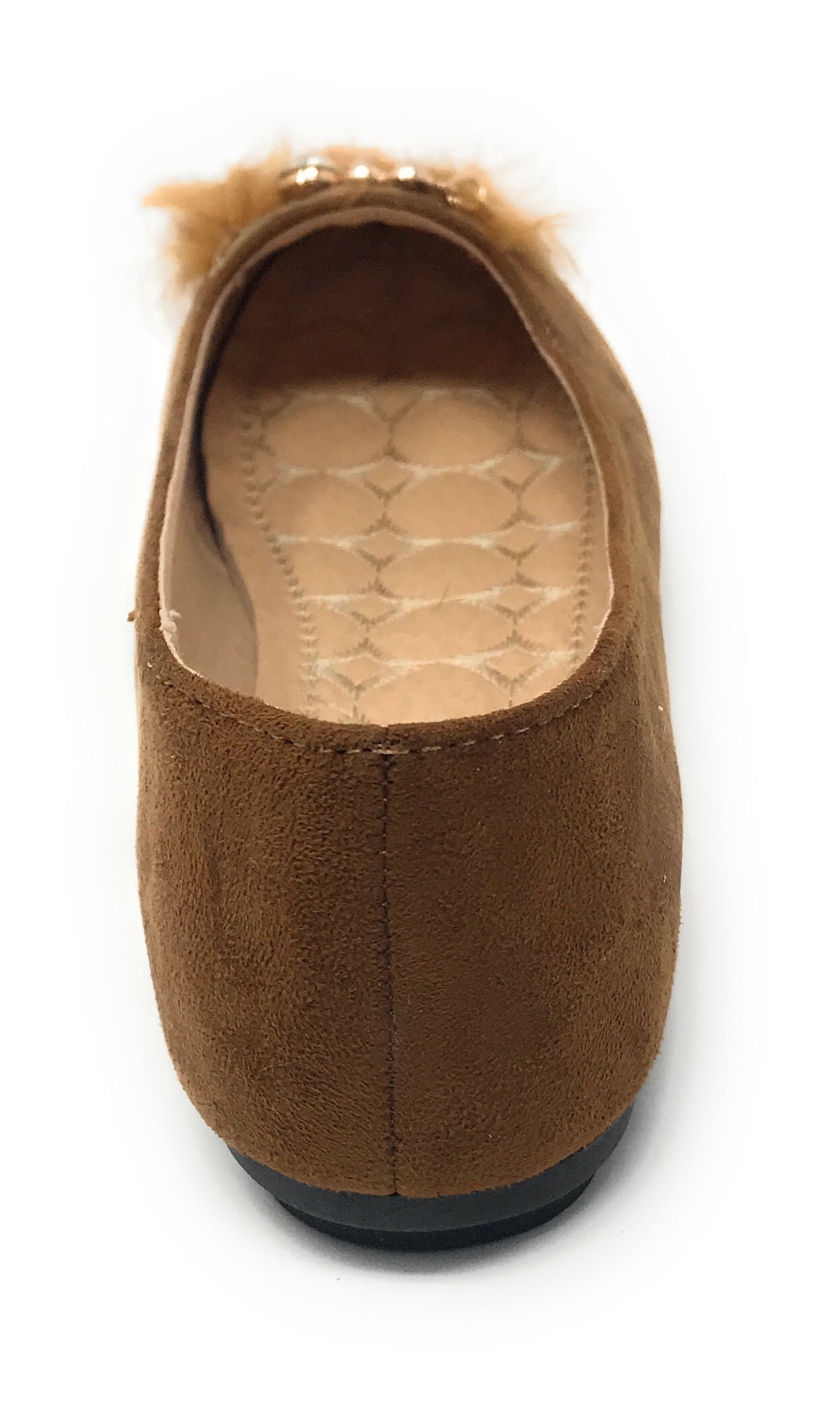Victoria K Women's Faux Fur With Rhinestone Ballerina Flats