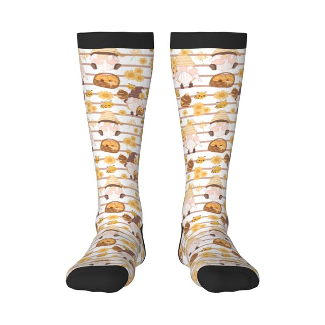 Balery Cute Bee Gnome Calcetines novedosos Calcetines deportivos Calcetines hasta la rodilla Calcetines de algodón Calcetines originales y geniales