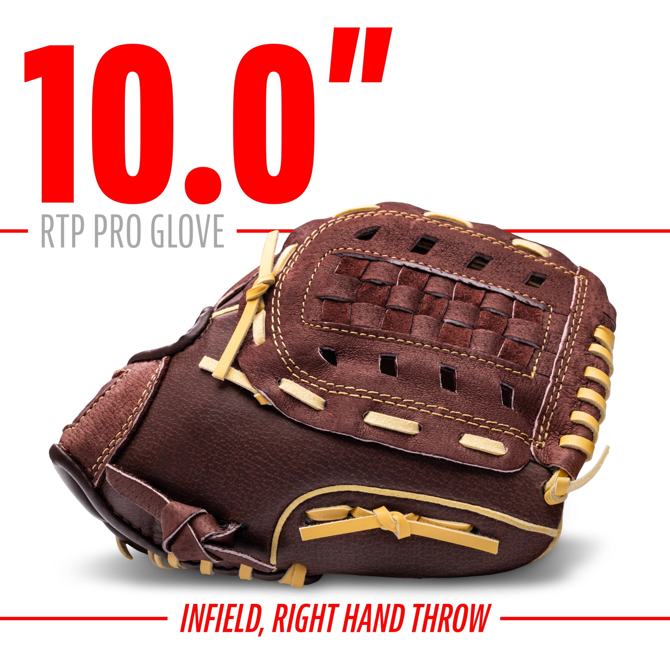Franklin Sports RTP Pro Baseball Glove, 10 in, Brown/Camel Pigskin, Right Hand Throw
