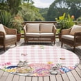 thumbnail image 4 of Round Rug 7Ft Washable Non-Slip, Bunny Easter Circle Area Rugs for Living Room Bedroom, Pink Eggs Plaid Spring Floral Farmhouse Indoor Floor Mats Carpet Runner for Home Decor Aesthetic, 4 of 8