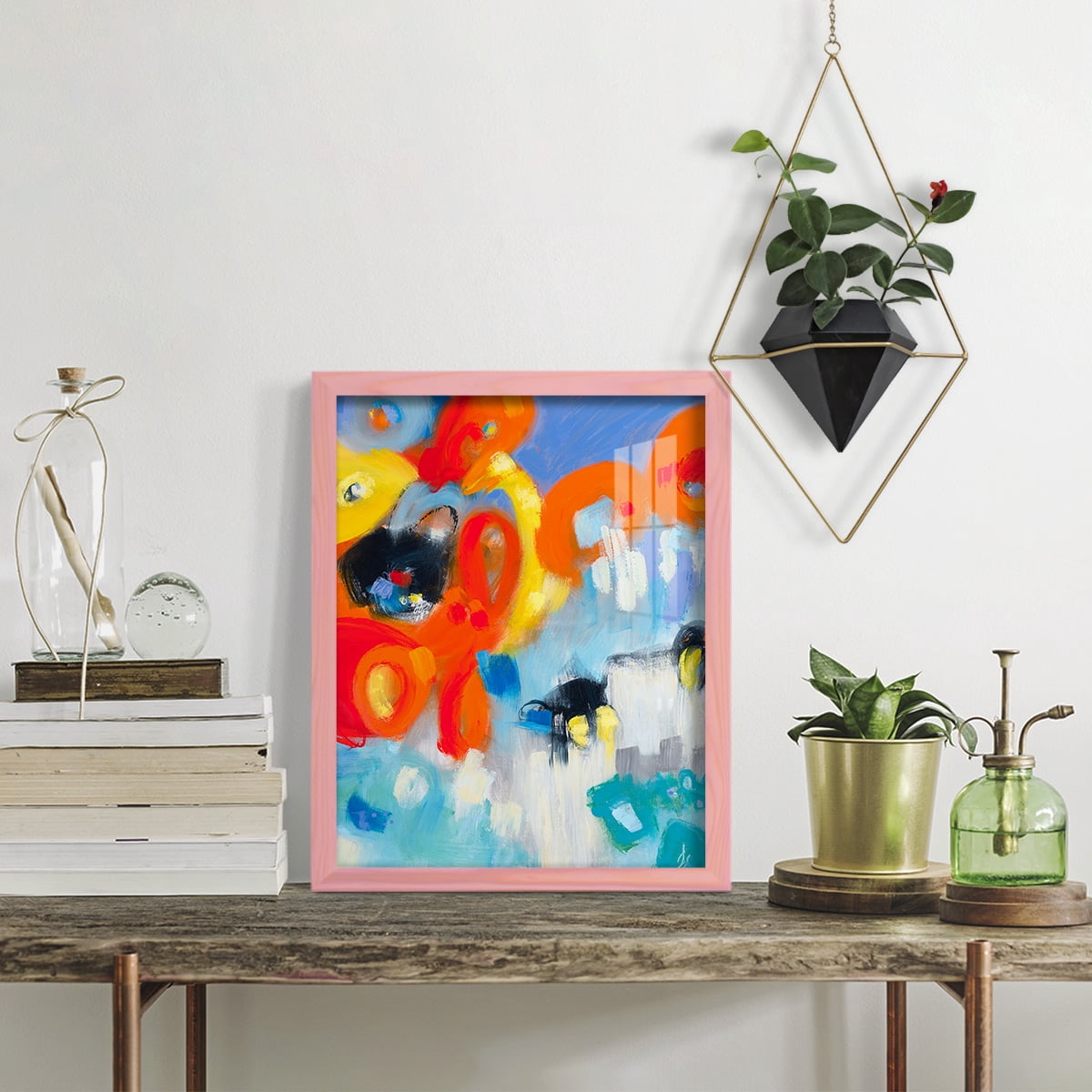 In the Loop V -Framed Print w/glass-Sunset Pink