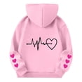 thumbnail image 5 of CPNG Girls Hoodies Tops Heart Print Long Sleeve Hooded Sweatshirts with Front Pocket Kids Loose Fit Daily Pullover Sweatshirt, 5 of 5