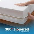 thumbnail image 3 of Canadian Linen Terry Cotton Mattress Protector Queen 60"x80"x9"Fitted Waterproof Zippered Encasement 17" Deep Pocket Luxury Mattress Pad Bedding Cover, 3 of 9