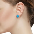 thumbnail image 2 of Gem Stone King 18K Rose Gold Plated Silver Blue Simulated Opal Greek Key Earrings for Women (1.70 Cttw, Gemstone October Birthstone, Oval Cabochon 10X8MM), 2 of 3