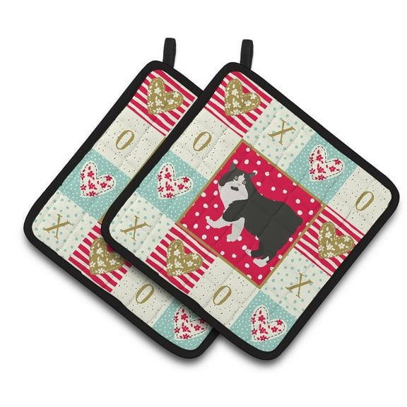 Cymric Cat Love Pair of Pot Holders