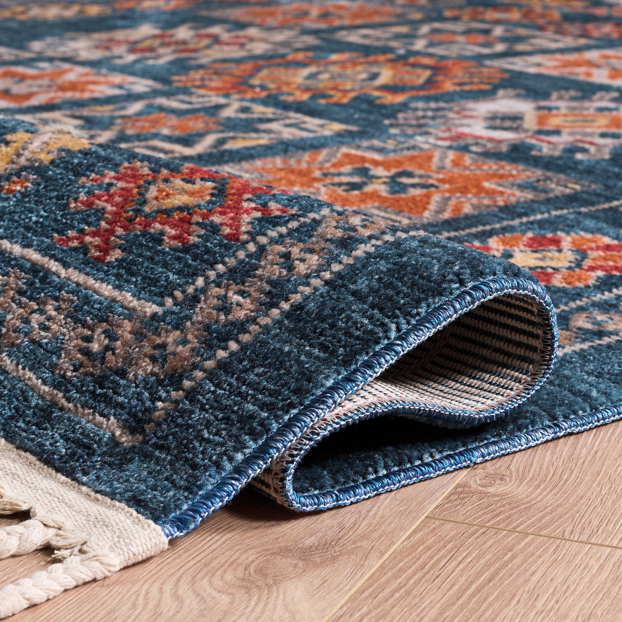 Safavieh Farmhouse Medici Southwestern Runner Rug, Navy/Orange, 2'1" x 8'