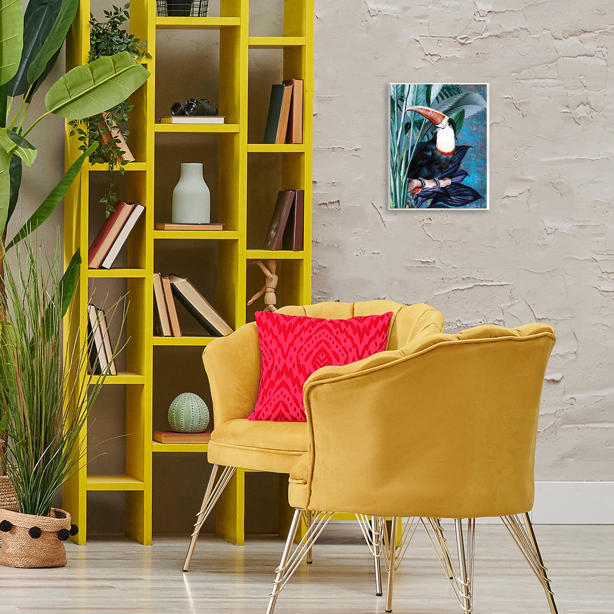 Stupell Industries Smiling Toucan on Branch Animals Painting Unframed Art Print Wall Art, 11 x 14