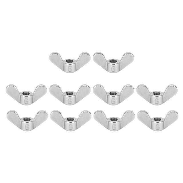 Senjay 10Pcs Écrous à Ailettes 304 Acier Inoxydable M6 Pièces de Fixation Papillon Kits Assortis pour Machines, Écrous à Ailettes, Écrous