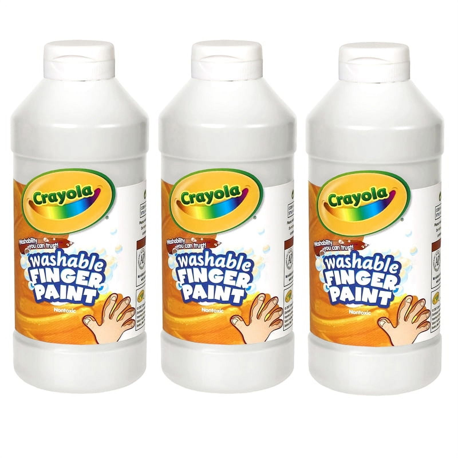 Crayola Washable Finger Paint, White, 16 oz, Set of 3 bottles 