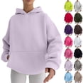 thumbnail image 3 of VISALY Hoodies Pullover Tunic Sweatshirt Hoodies Oversized Sweatshirts Pullover Sweaters Long Sleeve with Pockets Winter Fall Sweatshirt Long Sleeved Sweater Fall Sweatshirts Purple L, 3 of 8