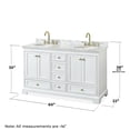 thumbnail image 5 of Wyndham Collection Deborah 60" Wood Double Bathroom Vanity in White/Brushed Gold, 5 of 6