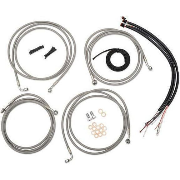 LA Choppers LA-8151KT2B-19B Complete Handlebar Cable and Brake Line Kit - Black Vinyl/Stainless