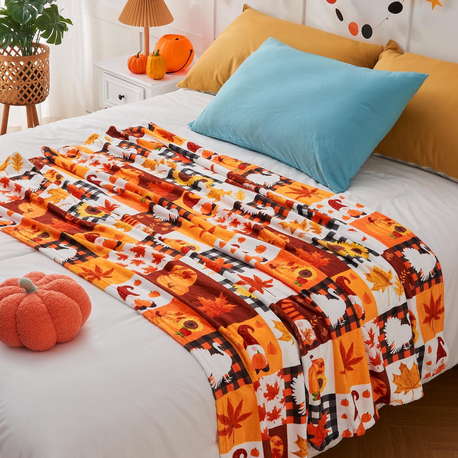 Tupukom Fall Blanket Fall Throw Blanket Soft & Warm Fluffy Decorative and Giftable Halloween Blankets for Women, Men