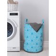 thumbnail image 3 of Abstract Laundry Bag, Monochrome Psychedelic Pattern with Triangles and Stripes Composition, Hamper Basket with Handles Drawstring Closure for Laundromats, 13" x 19", Sea Blue and White, by Ambesonne, 3 of 4